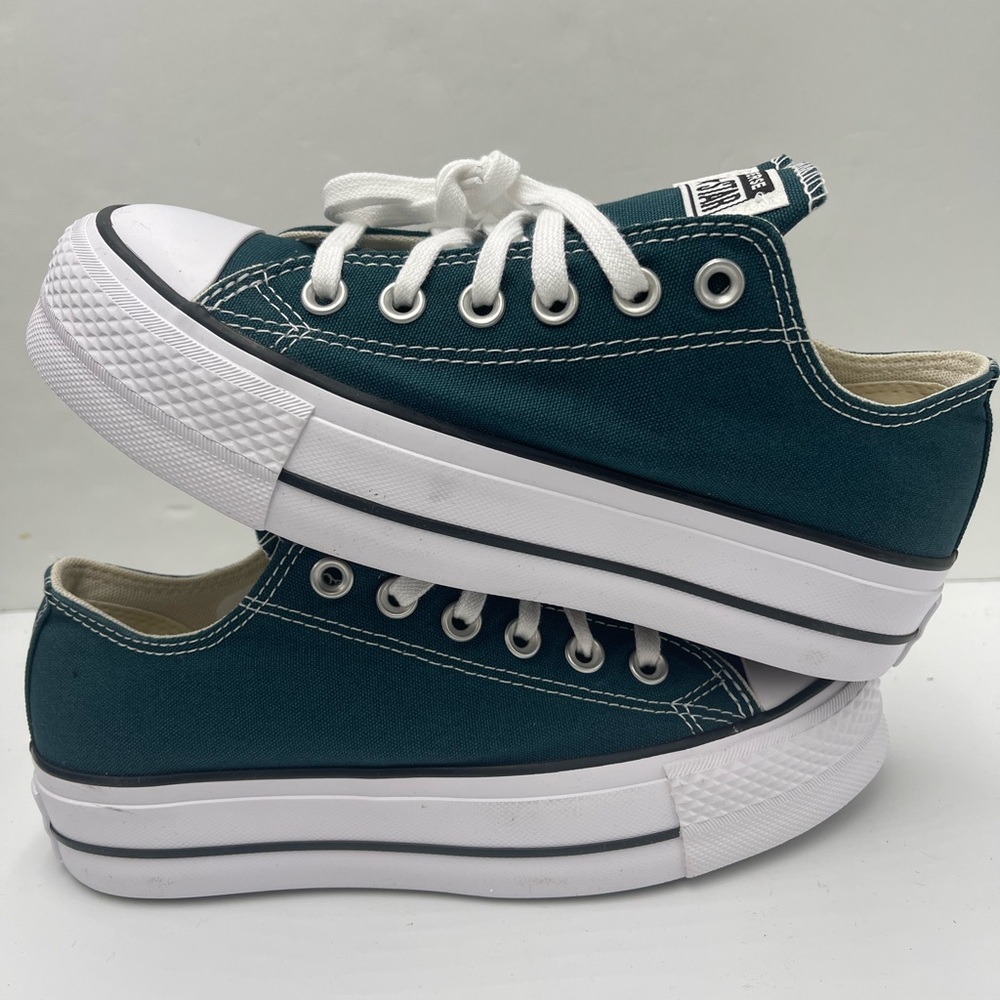 Converse Women's CTAS LIFT OX
DARKLY JADED/WHITE/BLACK Canvas Platform Sneakers - Picture 14 of 16